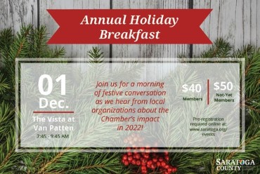 Saratoga Springs FiberCity® to Sponsor Saratoga County Chamber of Commerce Holiday Events